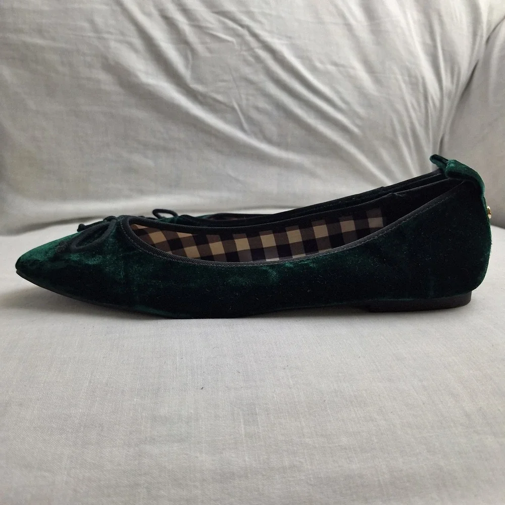 Cottagecore Whimsigoth Forest Green Velvet Ballet Flats Draper James US 10